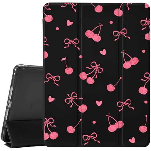 MAYCARI Pink Heart Bow Cherry Case for 10.9 Inch Ipad 10Th Cute Unique Design Cover for Ipad Auto Sleep/Wake Anti-Slip Shockproof Leather Soft TPU Back Case with Pencil Holder(Girl Women) by MAYCARI - Used condition - US$21.77