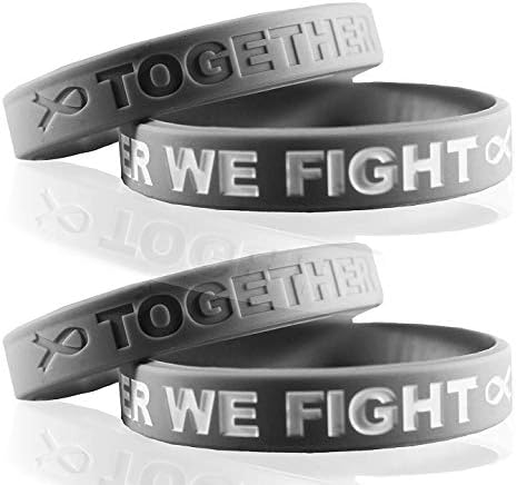 Cancer & Cause Awareness Bracelets with Saying Together WE Fight, Gift for Patients, Survivors, Family and Friends, Set of 4 Ribbon Silicone Rubber Wristbands for All (Prostate Cancer Light Blue)