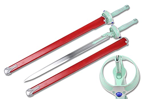 42” SAO Anime Sword Art Online Dark Repulsor, Elucidator, Lambent Light Asuna Kirito Kirigaya Swords Handmade Katana Samurai Sword Carbon Steel Full Tang (Red) -  Wish Inspire