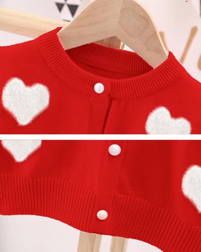Image of CM-Kid Girl's Knit Sweater Cardigan Heart Long Sleeve Button Up Jacket Coat