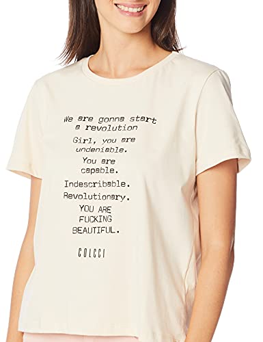 Camiseta Estampada Colcci, Feminino, Bege Gipsy, P