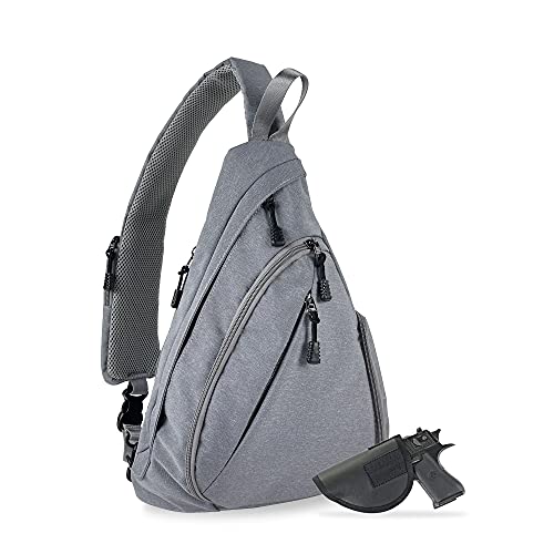 JESSIE & JAMES Peyton Crossbody Sling Backpack Concealed Carry Purse For Women Men Outdoor Chest Bag Shoulder Backpack Grey