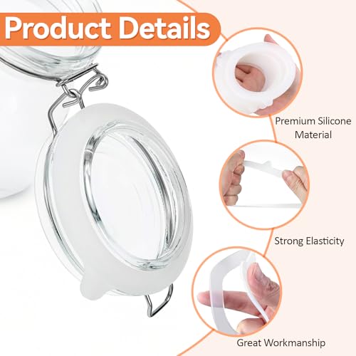 20 Stück Silikon Ersatz Dichtungen, Silikon Glasdichtungen Weiß, Auslaufsichere Gummidichtungen, Dichtungen Dichtring Einmachglas, Dichtringe Einweckgläser, Wiederverwendbar Gummidichtungen für Gläser
