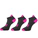Running Socks - Anti Blister - Arch Support - Neon Colors - 3 Pairs (S, 3-Pack Black/Pink)