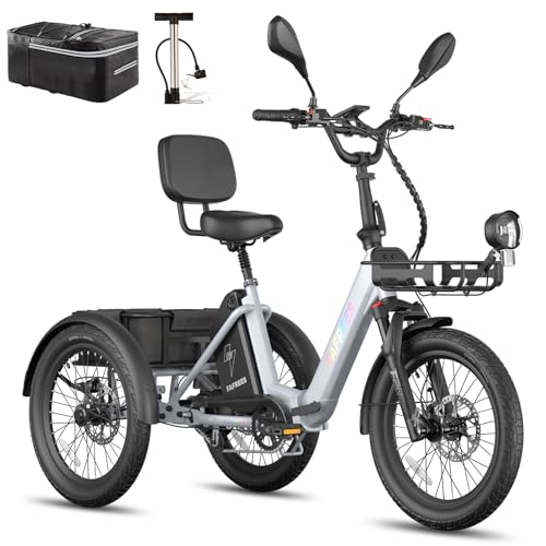 Fafrees F20 Mate E Bike Triciclo para Adultos 48V Homologación [Oficial] Hombre E Bike Mujer Bicicleta Eléctrica 3 Ruedas 65N.m, Triciclo Eléctrico 20 Pulgadas, Bicicleta Ebike Fatbike 180kg2