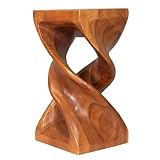Oriental Galerie Hocker Holz gedreht Blumenhocker Sockel Ständer Blumenständer Holzhocker Pflanzenständer Holzblock Akazie 40 cm Hellbraun