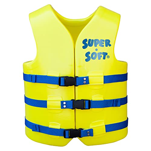 TRC Recreation Super Soft Vinyl Coated Foam USCG Approved Type III PFD Adult Water Safety Life Jacket Swim Vest, X Large,Yellow