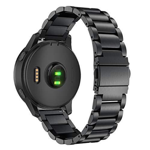 Comtax for Garmin �K�[�~�� Vivoactive4 �o���h 22mm �r���v�o���h �X�e�����X�� �����x���g �ϏՌ� �h�� �r�W�l�X�� Vivoactive4 GPS �Ή� �����H��t�� (�u���b�N)