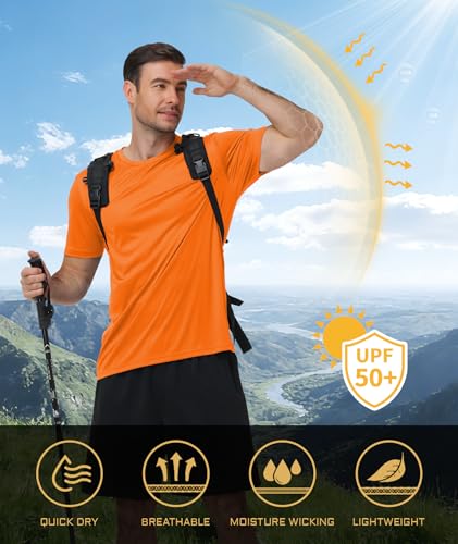 Image of 3 Pack Mens Swim Shirt Workout Shirts UPF 50+ Short Sleeve Rash Guard Fast Dry Sun Protection Lightweight Water Shirt