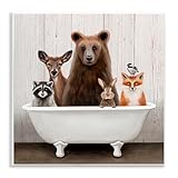 Stupell Industries Woodland Creatures Antique Bathtub Wood Wall Art, Design by Elizabeth Tyndall