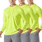 3PC Men’s UPF 50+ Sun Protection Lightweight Long Sleeve Hoodie, Quick-Dry SPF UV Shirt for Outdoor Active Wear