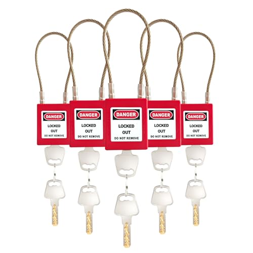 Image of Lockout Tagout Locks Set-5pcs Red Loto Locks,Lockout Locks Keyed Different,Safety Padlocks for Electrical Lockout Tag Out Kit,2 Keys Per Lock, OSHA Compliant Lock Out