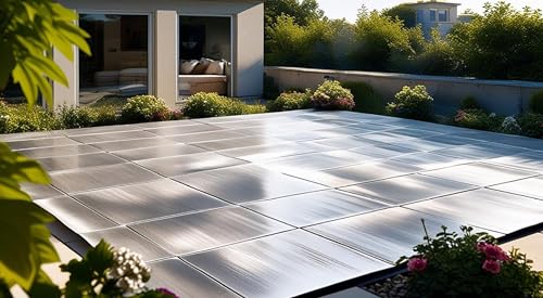 Image of Heat Reflective Mat for Terrace /Roof - Rubber Floor Mat (Silver /Black, 10 feet x 2 feet)
