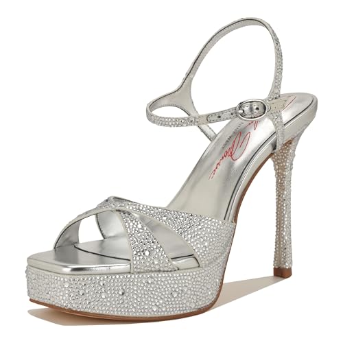 Nine West Women's Talent Heeled Sandal, Silver 040, 7