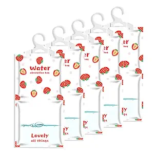 YOUHO Hanging Moisture Absorber, 6 oz., 5 Pack - Eliminates Musty Odors for Fresher, Cleaner Air, Ideal Moisture Absorbers for Closet, More Moisture Absorbing Power(Strawberry)