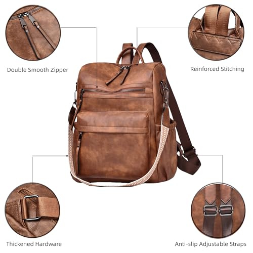 Image of Dora & Liz Womens Backpack Purse Leather Backpack Purse for Women Travel Fashion Backpack Designer Ladies Shoulder Bags