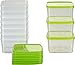 MiraHome Lot de 10 boîtes Alimentaires boîtes de congélation 0,5 l carrées qualité autrichienne (Vertes, 11 x 11 x 6,4 cm, 0,5 l)
