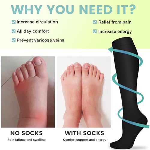 Iseasoo Copper Compression Socks (15-20 mmHg) for Men & Women - Running, Hiking, Cycling, Travel - Improves Circulation（L/XL） - Thumbnail 4