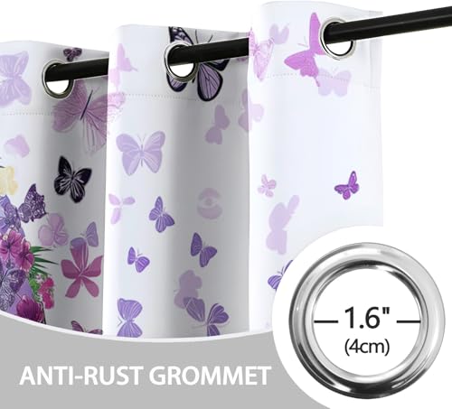 Rideau occultant à oeillets isolant thermique à motif floral violet - 6