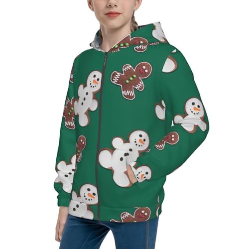 Gingerbread Snowman Cookies Kids Pullover Hoodies Boys Zip Up Sweatshirts Girls Athletic Clothes with Pocket - Main Image