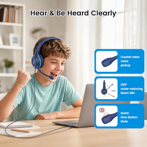 Image of SIMOLIO KD-1 Color-Coded Classroom Headphones 6 Pack for Schools & Students