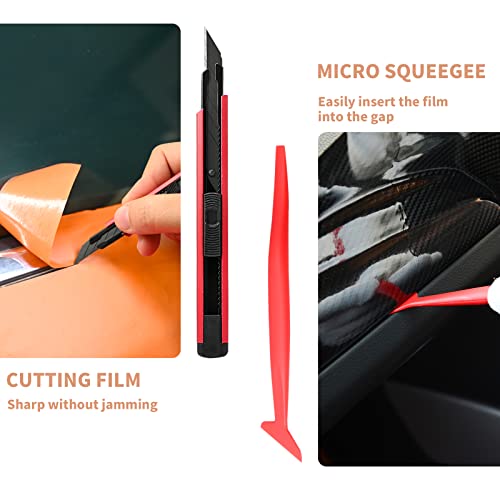 Image of Gomake Vehicle Vinyl Wrap Window Tint Film Tool Kit Include 4 Inch Felt Squeegee, Retractable 9mm Utility Knife and Blades, Zippy Vinyl Cutter and Mini Go Corner Squeegee for Car Wrapping