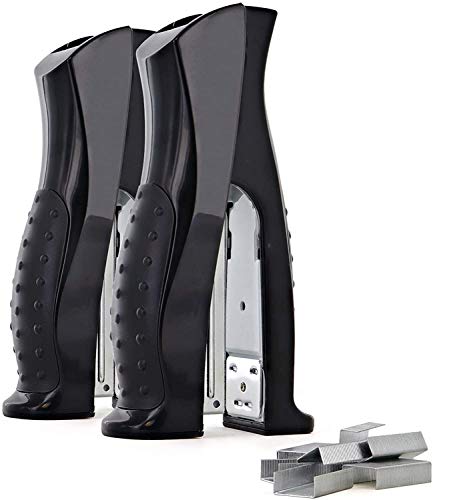Emraw Office Full Strip Stand-Up Standard Stapler with 500 Staples Commercial Desk Size Durable Elegant Desktop Accessory 20 Sheet Capacity Stapler with Staples(Pack of 2)