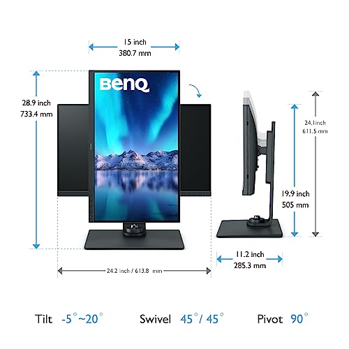 Benq Sw270C Photo Video Editing Monitor 27" Qhd 1440P | 99% Adobergb,100% Srgb,97% P3 | Ips | Hardware Calibrated | 16 Bit 3D Lut | Deltae ≤2 | Uniformity | Pantone | Aqcolor | Ergonomic | Usb-C(60W) #TOP5