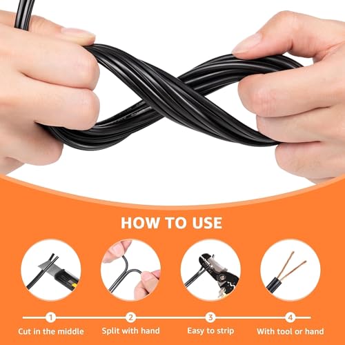 SUNVIE 100FT 12 Gauge Low Voltage Wire 12/2 Low Voltage Landscape Wire, 12 AWG 2 Conductor Electric Wire Direct Burial 12 Gauge Stranded Copper Wire for Landscape Lighting Lamp Wires, ETL Listed by SUNVIE - Image 6