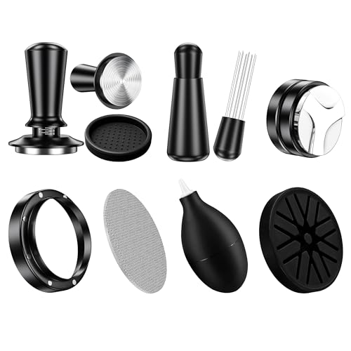 YOZYU 8 Piece Espresso Accessories Set, 54mm Espresso Toolkit | Coffee Distributor Tamper | WDT Tool | Dosing Funnel | Espresso Puck Screen | Perfect Gift for Coffee Aficionados