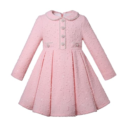 Pettigirl Girls Teens Elegant Pink Winter Stylish Clothes Toddler Kids Sweet Party Special Occasion Fashion Dresses