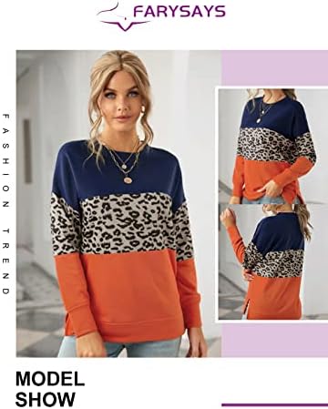FARYSAYS Women's Casual Crewneck Sweatshirt Long Sleeve Loose Side Split Pullover Tops 2 FARYSAYS Women's Casual Crewneck Sweatshirt Long Sleeve Loose Side Split Pullover Tops