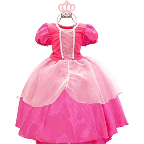 Vestido Infantil Fantasia Princesas Várias Cores e Tiara (M, CINDERELA)