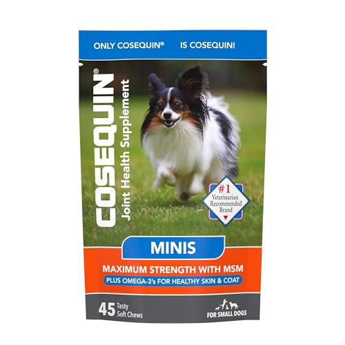 Nutramax Cosequin Minis Maximum Strength Joint Health Supplement – With Glucosamine, Chondroitin, MSM, and Omega-3’s, 45 Soft Chews
