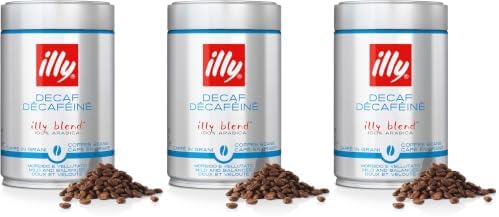 illy Coffee, Decaffeinated Coffee Beans, Medium Roast, 100% Arabica Coffee Beans, 250g (Pack of 3)