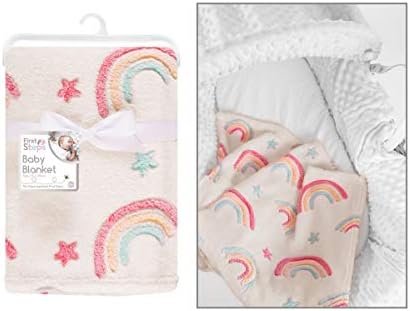 Baby Blanket Double Sided Soft Fleece for Girl  Cot Blanket for Newborn to Toddler  Pink Rainbow