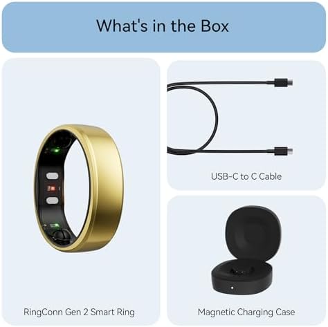 RingConn Gen 2, World’s First Smart Ring with Sleep Apnea Monitoring, No APP Subscription, 12-Day Battery Life, Stress/Heart Rate/Women's Health Tracker, Android & iOS Compatible (Gold, Size 9) — view 7