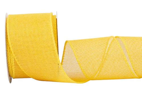 Zofrud Yellow Burlap Ribbon - 2.5 Inch x 10 Yards | Faux Jute Wired Ribbon for Wreaths, Christmas Decorations, Rustic Weddings, and Large Bow