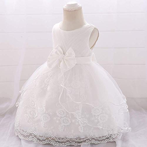Obeeii Baby Girl Christening Baptism Dress Toddler Flower Embroidery Tutu Gown Boutique First Holy Communion Photoshoot White 18-24 Months #TOP1