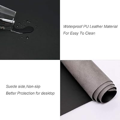 Office Desk Pad, Writing Mat with Full Grip Fixation Lip, Non-Slip PU Leather Table Blotter Desk Protector Gaming Mat Laptop Keyboard Working Mat, Waterproof Table Protective Pad (Black, Custom Size)
