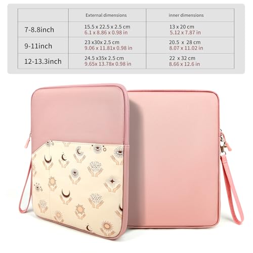 Image of MOCA Universal 7-8 Inch Tablet Sleeve Case, Polyester Protective Cover with Zipper and Wrist Strap, Compatible with Kindle, iPad mini, Samsung, Lenovo Tablets (Mystic Moon, 7-8 inch)