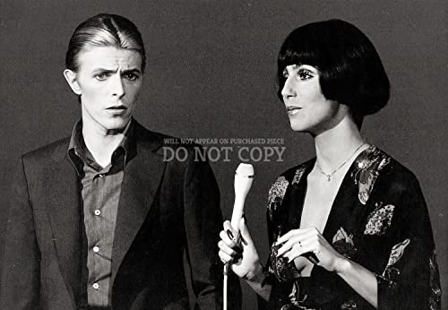 Déco murale personnalisée poster David Bowie et Cher photo 28 x 40 cm