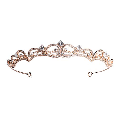 Epinki Haarschmuck Diademe Krone mit Weiß Zirkonia Diadem Prinzessin Tiara Rose Gold für Hochzeit