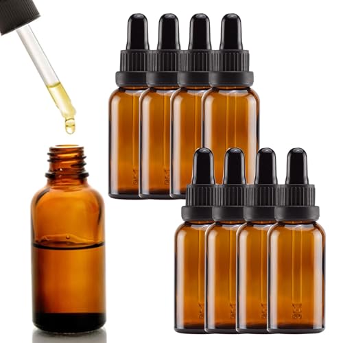 BAOSROY Frasco Cuentagotas,Botella Cuentagotas,Mini Frasco Cuentagotas,Frasco Cuentagotas Cristal,Frasco Vidrio Cuentagotas,Ambar Frasco Cuentagotas,para Aceites Esenciales,Perfumes, (8)