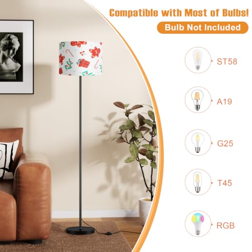 Image of Ambimall 60'' Modern Floor Lamp with Shade, Tall Lamps for Living Room, Bedroom, Office, Dining Room, Christmas Decoration Lampshade(Without Bulb)