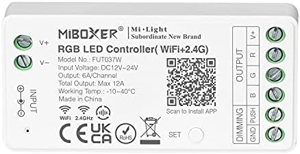 LIGHTEU®, Milight Miboxer 5in1 WiFi LED Strip Controller, Amazon Alexa and Google Home Voice Control Remote and APP Control, no WiFi-Box Needed Compatible with 5 Different Output Mode, DC12-24V, WL5