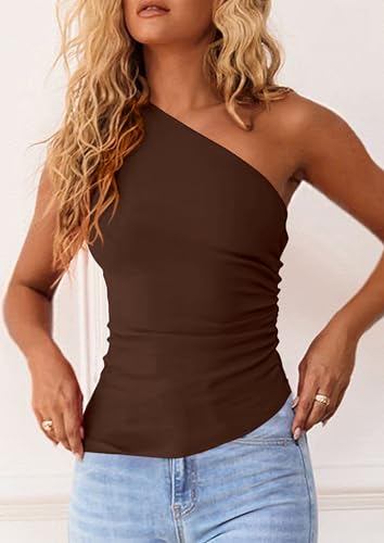 Image of PRETTYGARDEN One Shoulder Summer Tops for Women
