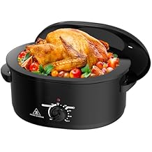 8 Quart Roaster Slow Cooker, 2-in-1 Electric Roaster Oven up to 400F, Removable Roaster Pan, Easy to Clean, Black