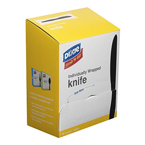 Dixie Individually Wrapped 7" Medium-Weight Black Plastic Knife By Gp Pro (Georgia-Pacific); Km5W540; (90 Knives Per Box; 6 Boxes Per Case) #TOP1