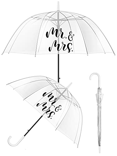 5 Pcs Clear Umbrella Wedding Just Married Decorations Clear Bubble Umbrellas For Rain Love Is In The Air Stick Dome Umbrellas For Bridal Shower Men Women Wedding Decoration Photo Props(Stylish Style) #TOP13
